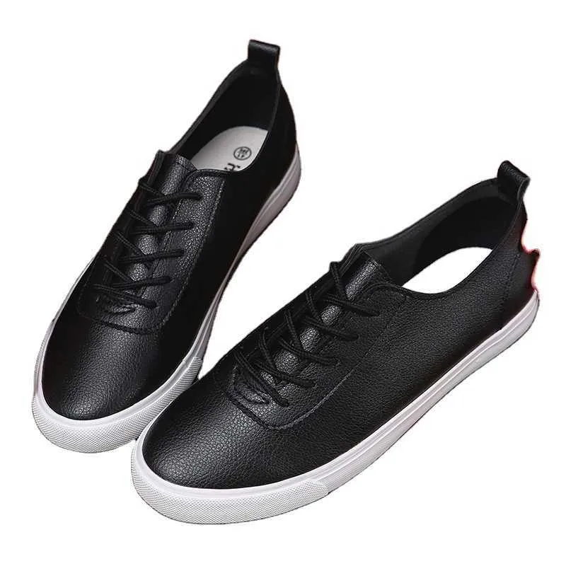 HBP Non Brand New Soft Leather Fashion Men Casual Shoes Spring Autumn Lace-Up Breathable Loafers White Black Flats Shoes Sneaker