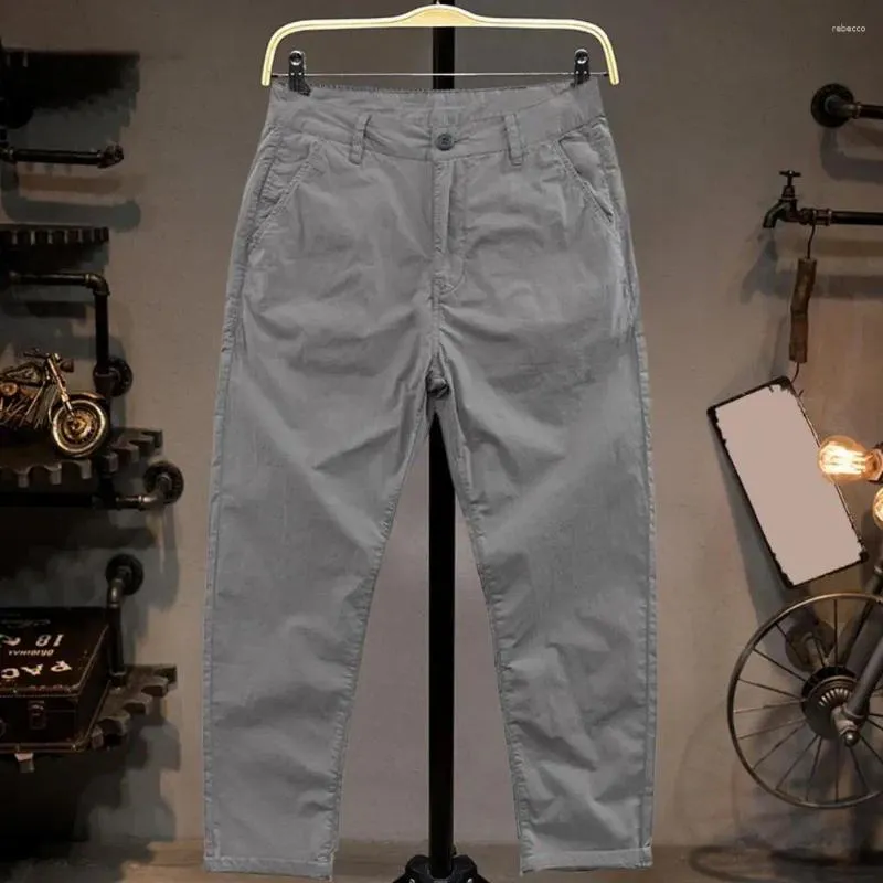Pantalon pour hommes pantalon décontracté soft respirant neuvième avec bouton de fermeture à fermeture éclair de fermeture à la glissière