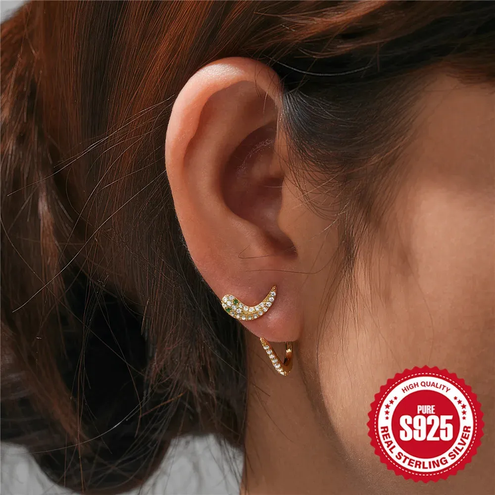 Canner irregular cobra forma eardrop prata 925 para mulheres zircão luxo de alta qualidade adequado para festa de noivado black friday 240311