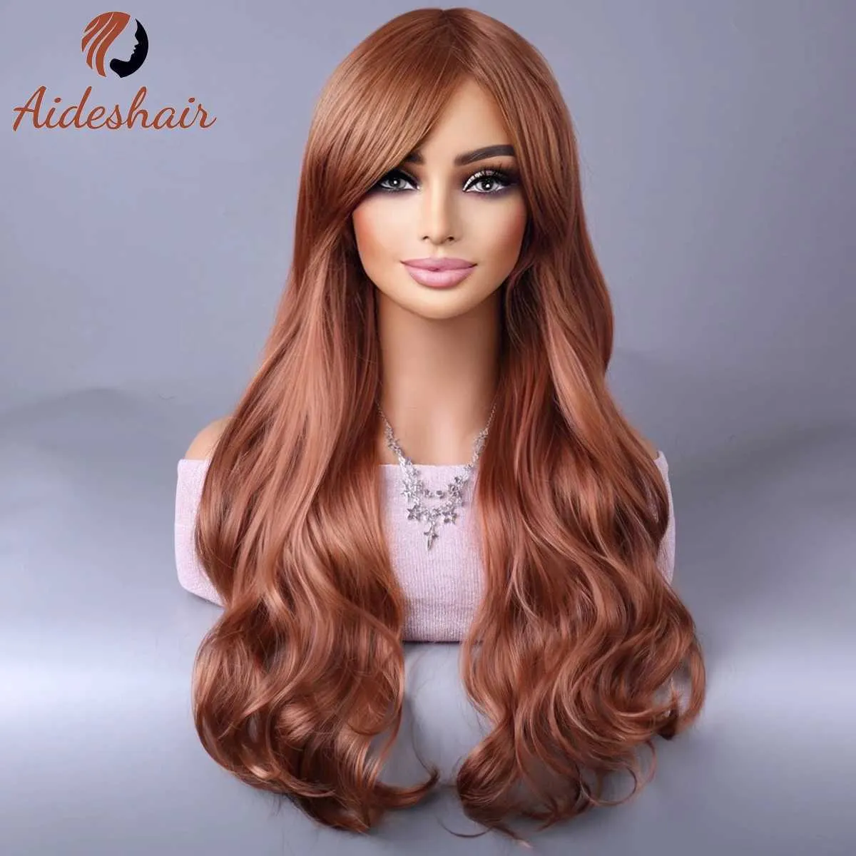 Synthetic Wigs New European and American wig in the long curly hair full head set large wave high temperature silk 240329