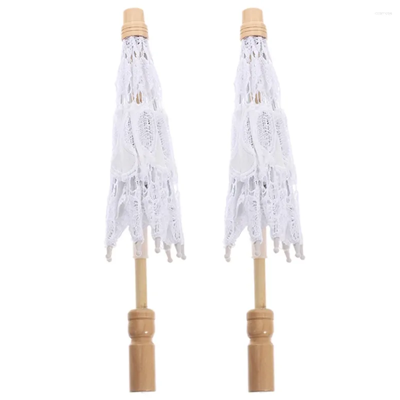 Guarda -chuvas guarda -chuva para noiva de noiva parasol decoração branca decoração de véu de noiva Handeld alça de ornamento