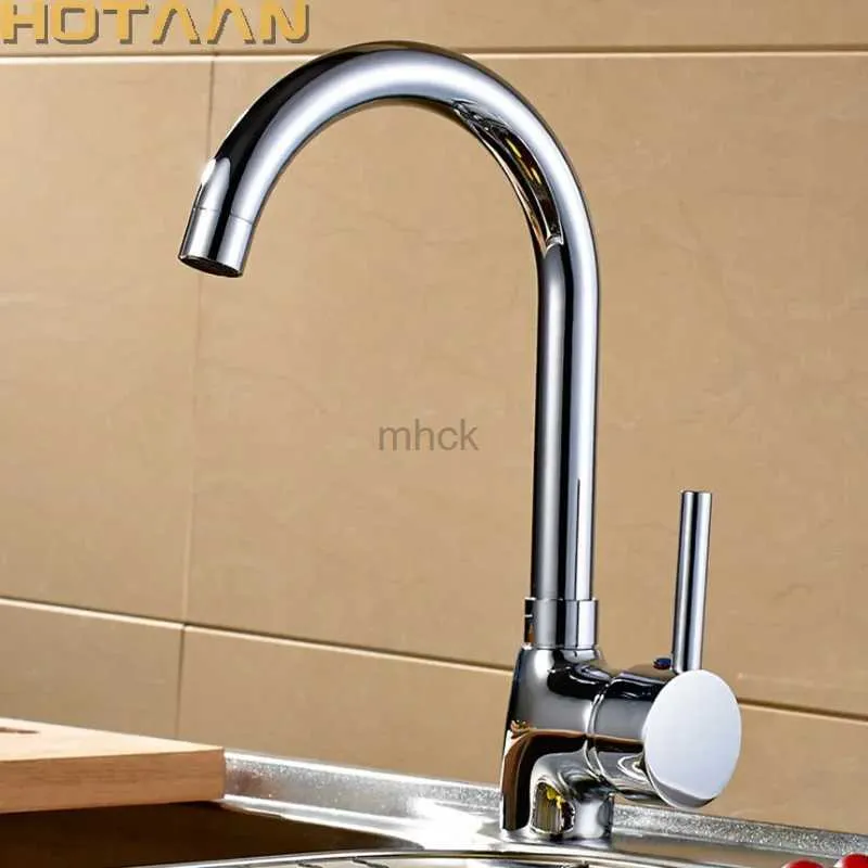 Hotaan Faucets Miscelatore in rame cromato Maniglia monoforo per rubinetto da cucina lavello 240319