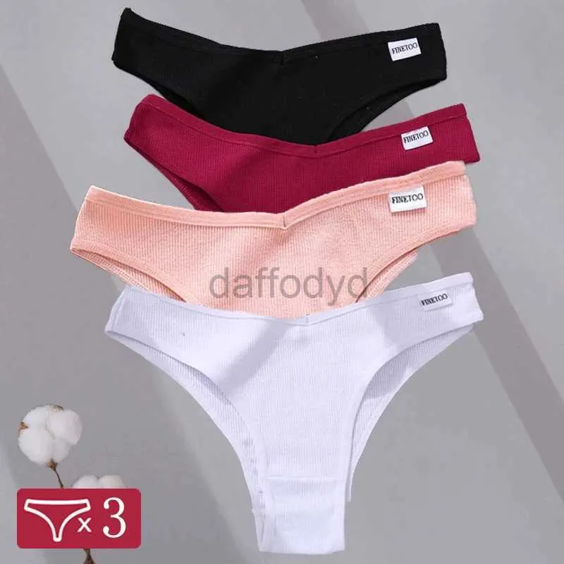 Kadın Külotu Finetoo 3pcs/Set Kadın Pamuk Panties Düşük Yüksek Kılavuzlar İç Çamaşırı Bayanlar Seksi Brezilya Underpanties Kadın iç çamaşırı bikini 24323