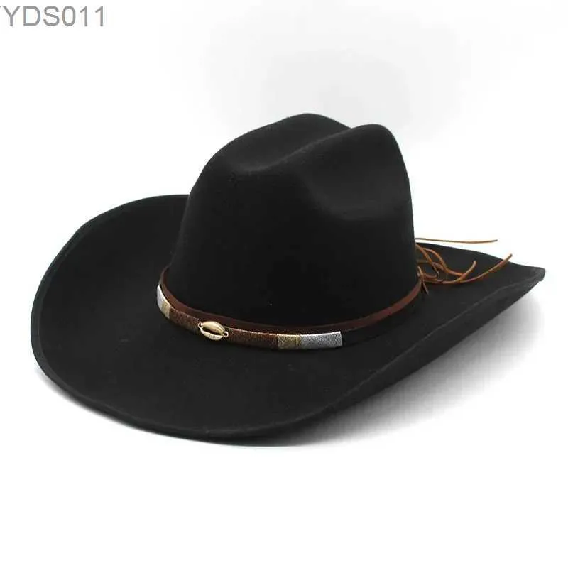 Chapeaux larges chapeaux seau western hommes chapeau de cowboy cowboy femme jazz gentleman accessoires d'hiver pays élégant parti panama 2024 nouveau 240319