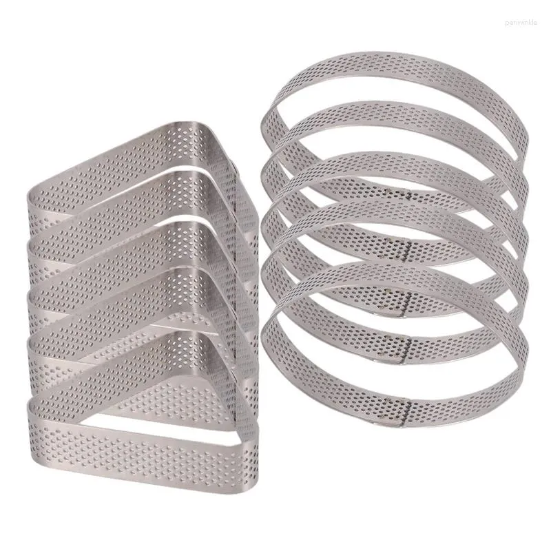 Baking Moulds 10 Pcs Boat Shape & Triple-Cornered Stainless Steel Tart Ring Tower Cake Mould Tools Perforated Mousse