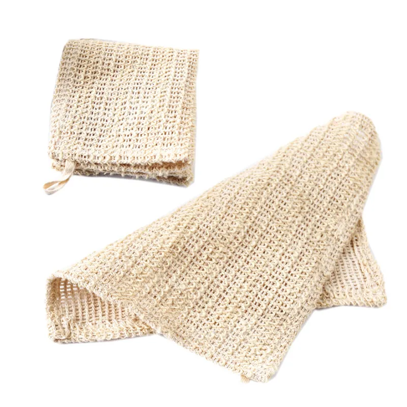 Nature Sisal Reinigungstuch für Bad Körper Peeling Leinen Sisal Waschlappen 25*25cm Duschwaschlappen Sisal Leinenstoff