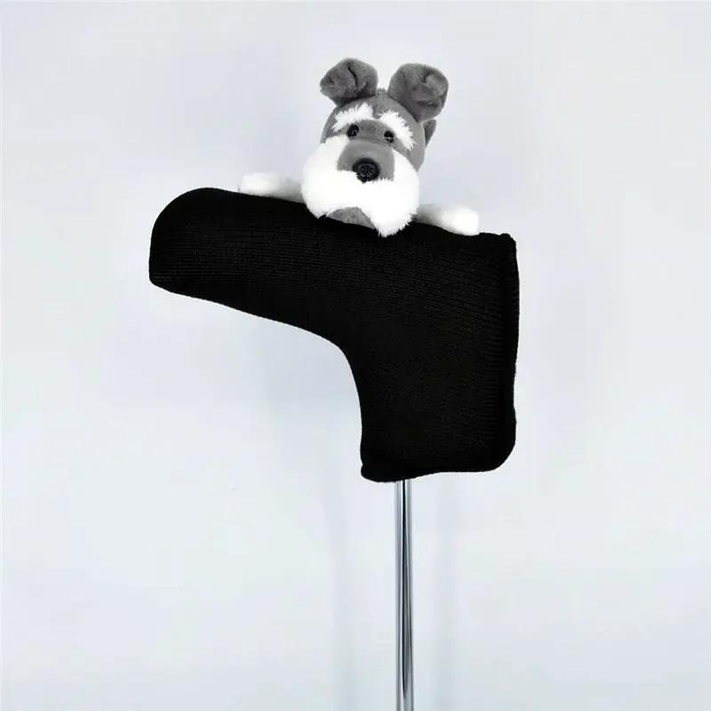 Klubbar Schnauzer Magnetic Golf Putter Head Cover Top Plysch Handmade Golf Putter Headcover Drop Shipping