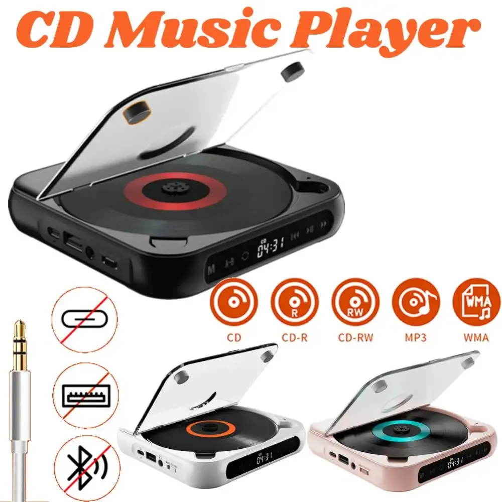 Alto-falantes portátil CD Music Player com tela LCD Sound Speaker AB Repita BluetoothCompatível CD Player USB AUX Playback Memory Functio