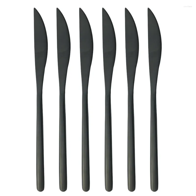 Servis uppsättningar svart koreansk stil bordsartiklar set silverware middag kniv 6 stycken rostfritt stål bestick kök hem bestick