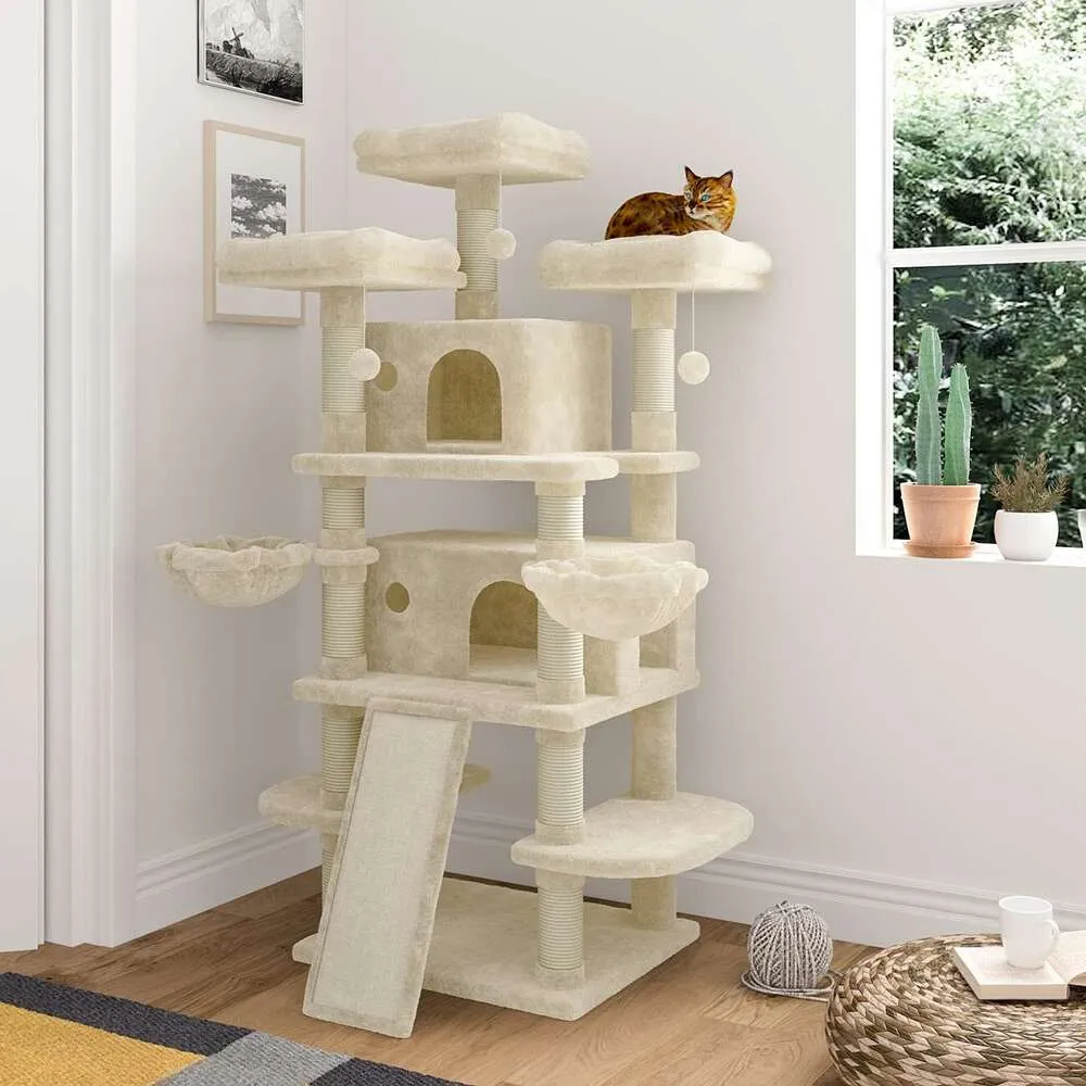 Imusee 68 Inches Multi-level Tree for Large Cats with Cat Condo and Scratching Posts