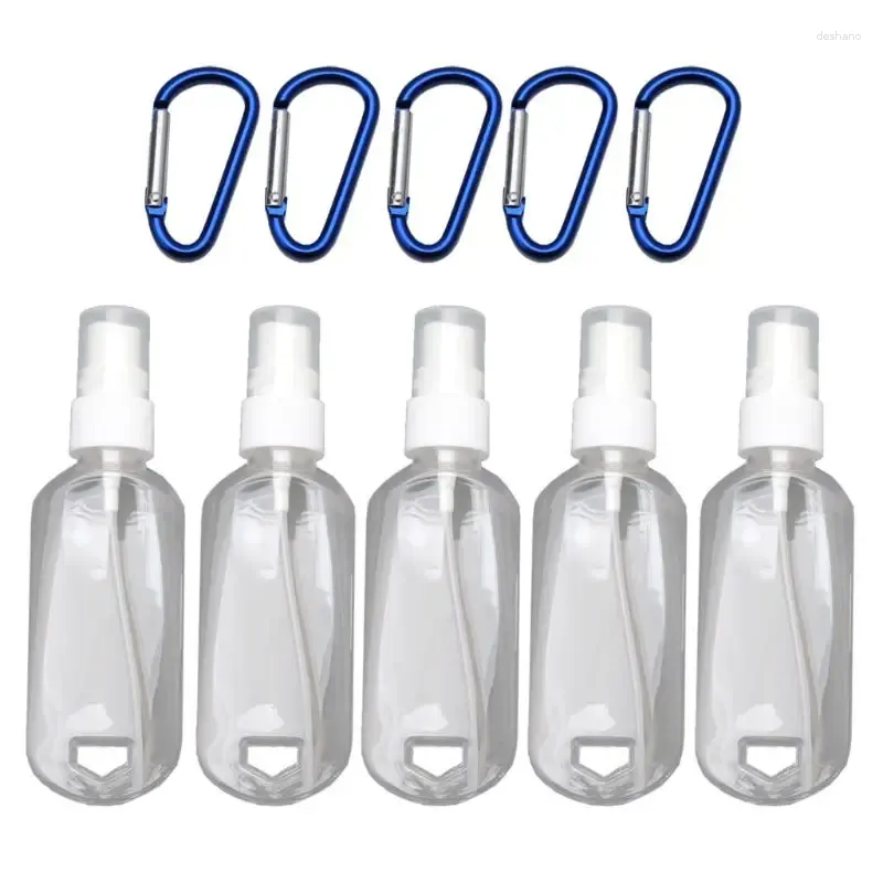 Bouteilles de stockage 55pcs 60ml réutilisable portable mini taille bouteille de pulvérisation d'alcool désinfectant pour les mains voyage petit support crochet porte-clés carrie