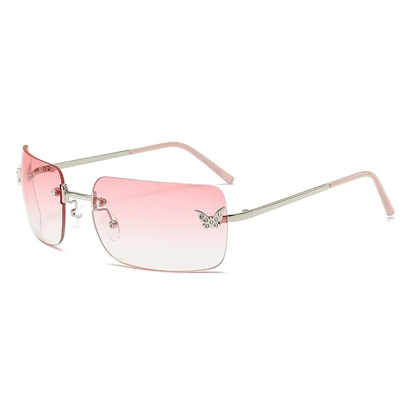 дизайнерские солнцезащитные очки женские роскошные солнцезащитные очки мужские 3572 солнцезащитные очки без оправы с огранкой для женщин модные ретро-очки солнцезащитные очки-бабочки с бриллиантами розовые