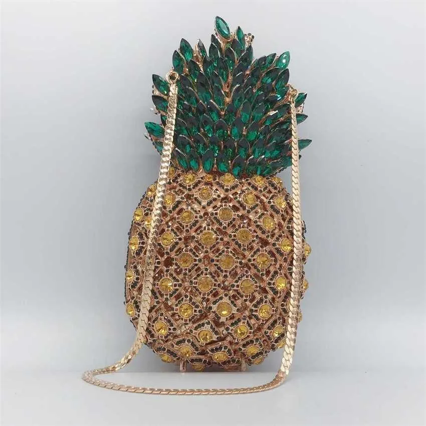 Sacs à bandoulière chics Sacs à main de concepteur d'ananas Diamond Dîner Sac fourre-tout Fruit Party Banquet Pleine poche Femmes Embrayage 240311