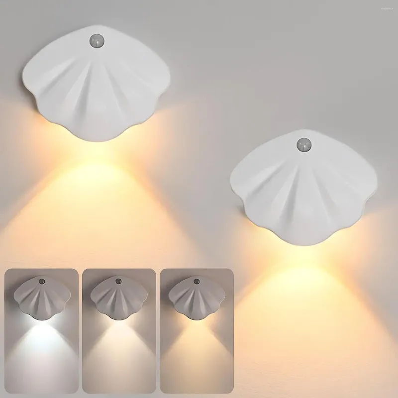 Nachtlichter USB wiederaufladbare Bewegungssensor-Licht-LED-Wandleuchte mit 3 Farbtemperatur-Helligkeitsdimmbarkeiten für Schlafzimmer