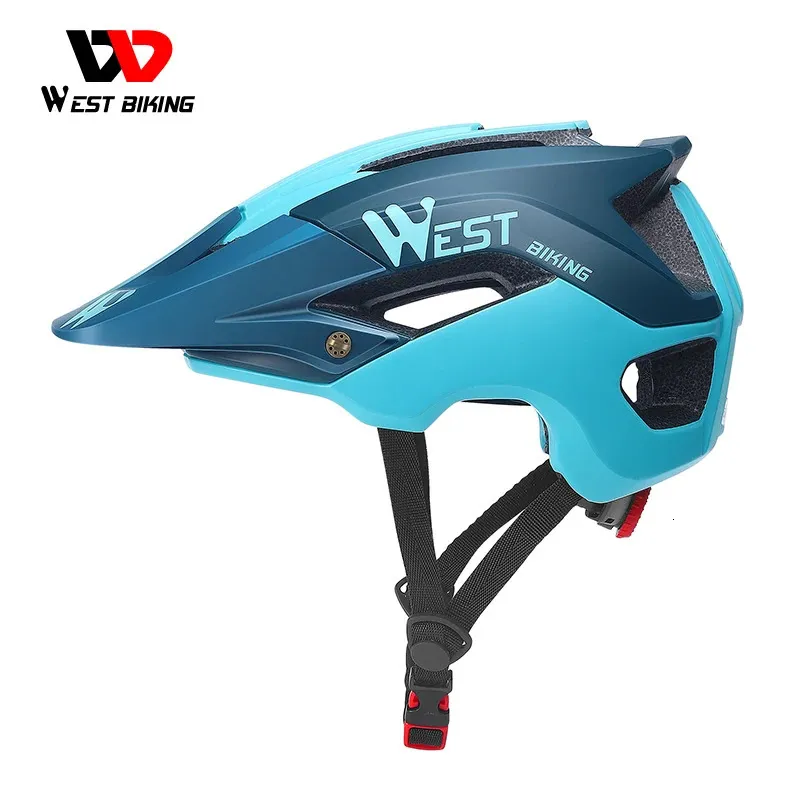 West Cykling Men Cycling Helmet With Sun Visor MTB Road Bike Trail XC Hjälm Justerbar Ultralight Safety Sport Bicycle Helmet 240311