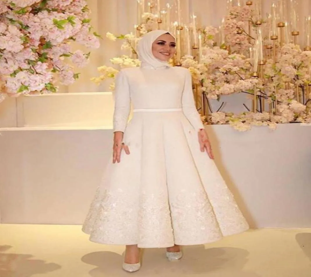 2021 Dubai Arabic Muslim Prom Evening Dresses High Neck Formal Dresses Aftonklänningar Elegant Custom Made1204330