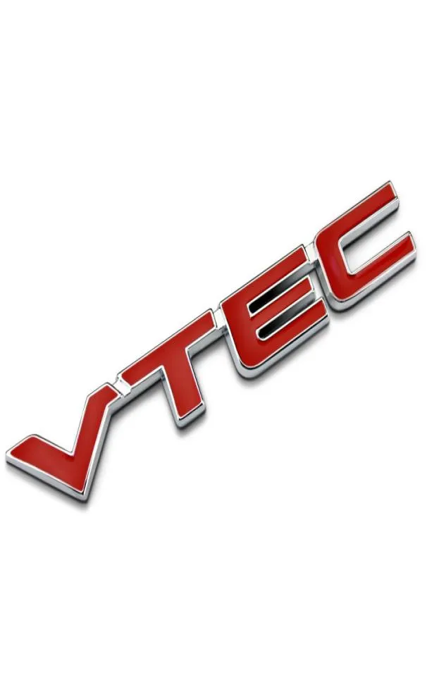 3D Red VTEC Logo Metal Car Styling Emblem Tail Body Badge Zinc Alloy Sticker för Honda Civic Accord Odyssey Spirior Fit CRV SUV5292677