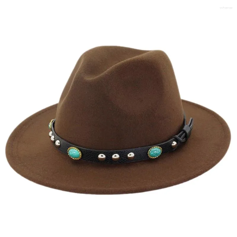 Hats Mistdawn Kids Fedora Hat Children Chłopcy Dziewczyny Panama Cap Wide Brim z turkusowym skórzanym paskiem na maskaradę świąteczną na Halloween