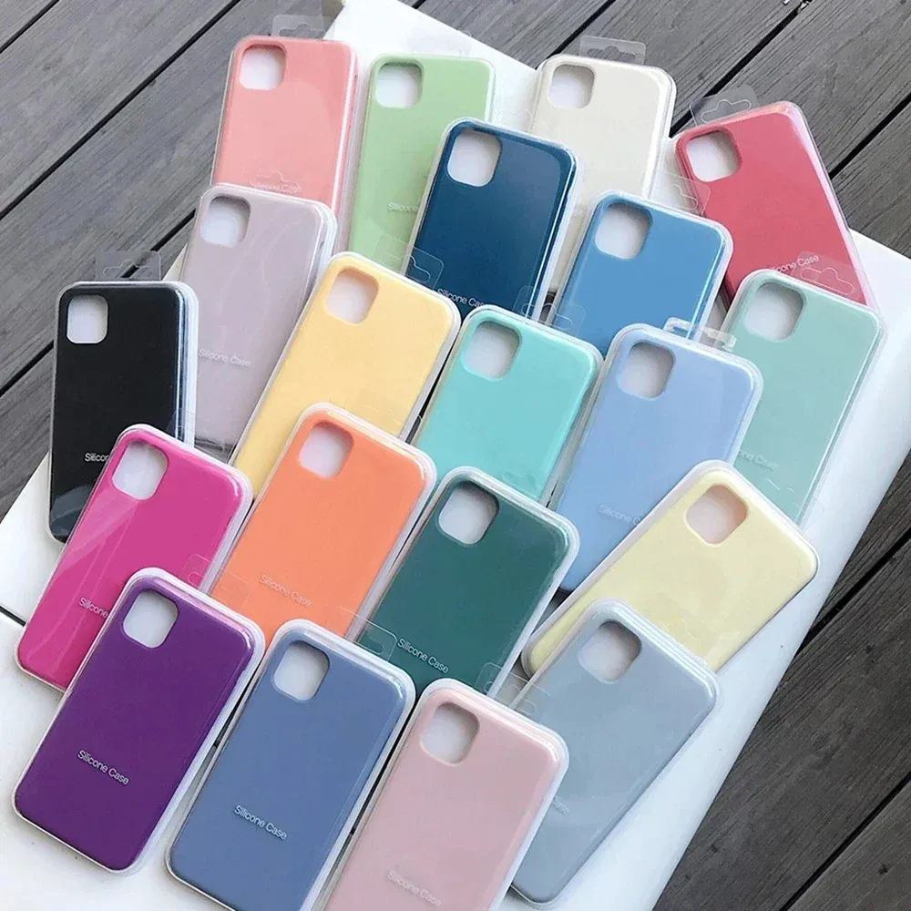 Luxury Original Silicone Case For Apple iPhone 11 13 12 14 15 Pro Max 14 15 Plus Official Cases Shockproof Back Cover Not LOGO