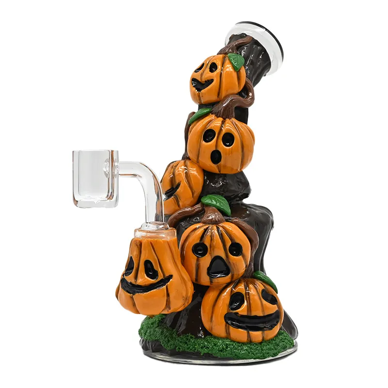 1pc,Glass Pumpkin Bong With Polymer Clay Decorations,Hand Painted Glass Rigs,Cute Pumpkin Glass Pipes,Glass Hookah,Glass Smoking Item,Borosilicate Glass Water Pipe