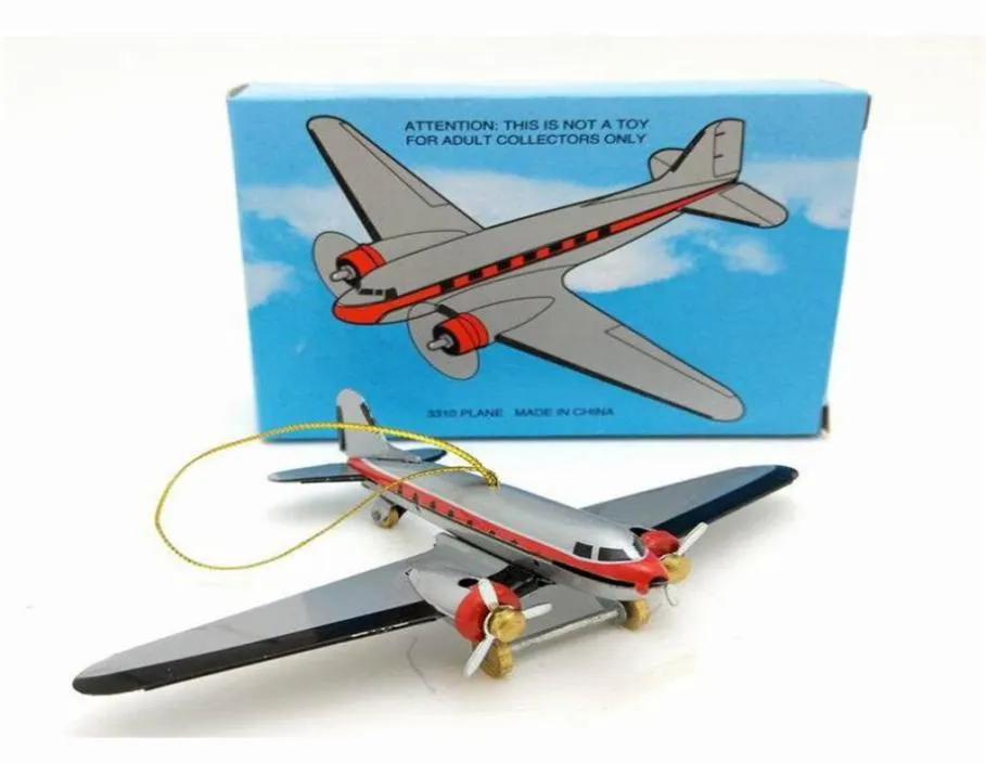 1PC vintage retro samolot kolekcja Tin Toys Classic Clockwork Zakończ ozdoby świąteczne zabawki dla dorosłych dzieci kolekcjonerskie prezent 27439135