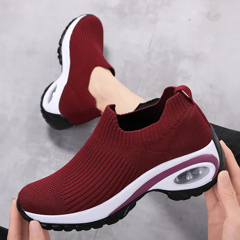 Schoenen dames mode wig platform sneakers vrouwelijke nieuwe casual sport schoenen dames luchtkussen lopende mesh ademende schoenen groothandel