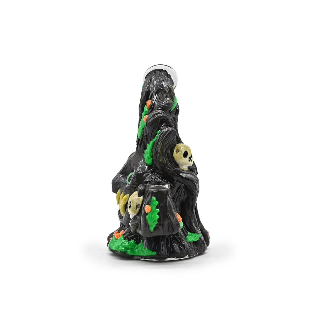 18cm/7in,Festive Decorations Glow In Dark,Polymer Clay Ghost Skull Glass Smoking Item,Borosilicate Glass Bong,Glass Water Pipe With Evil Eye,Glass Hookah