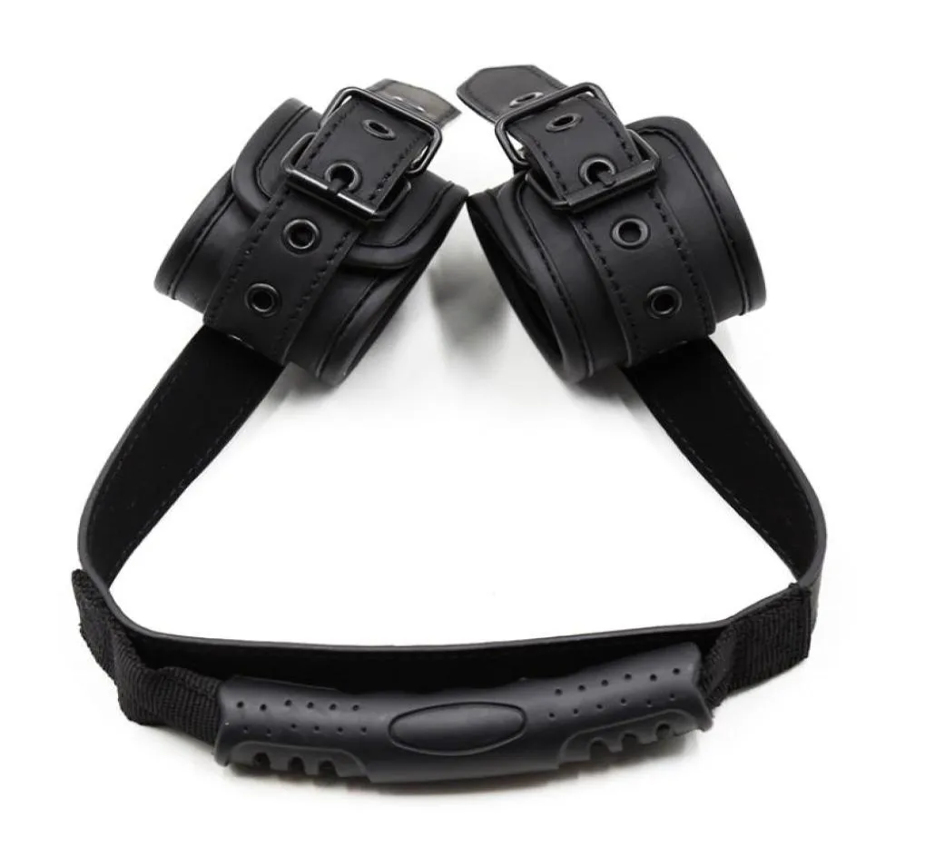 Menottes en cuir pour jeu de sexe poignée de Traction esclave Bondage Bdsm menottes sexuelles jouets sexuels pour femme Couples accessoires érotiques Y2007752630