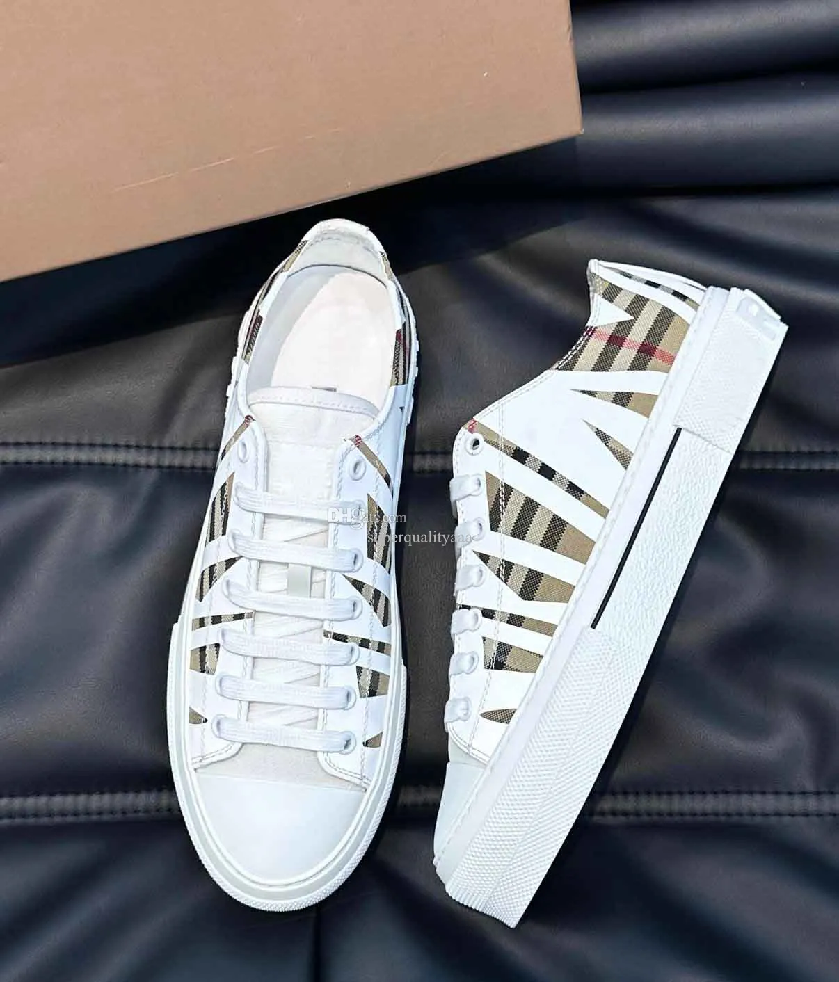 Top Brand Men Vintage Check Sneakers Shoes Low-Top Cotton Canvas Leather Trainers Fabric Technical Men's Comfort Skateboard Walking EU38-46