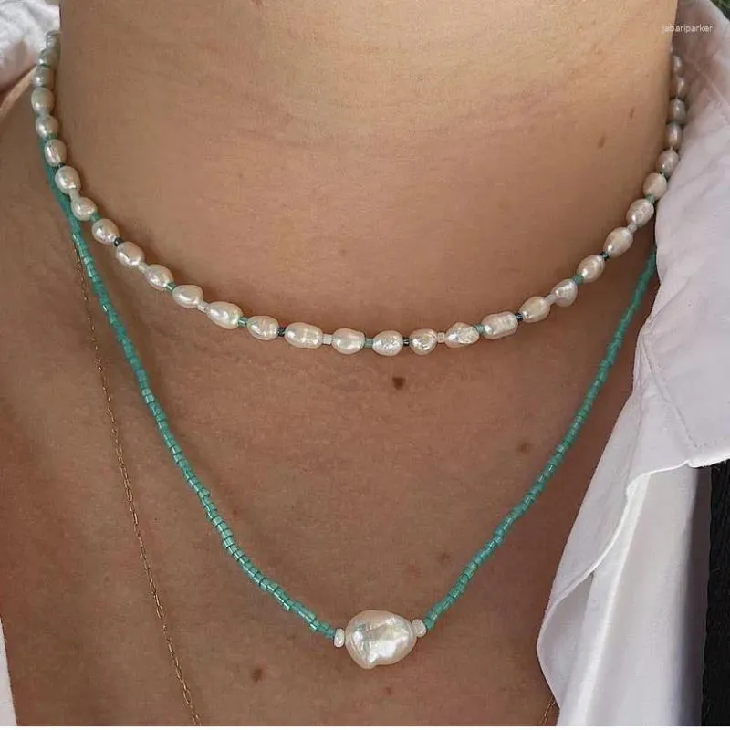 Girocollo 1 pz stile barocco francese macaron collana di perle naturali per catena da collo minimalista personalizzata da donna