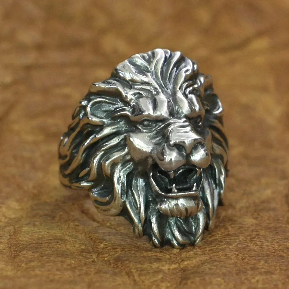 Linsion 925 Sterling Silver King of Lion Rings Mens Biker Rock Punk Rings TA191 US Size 7 ~ 15 240313