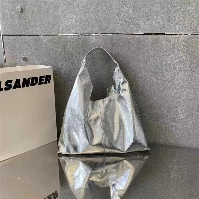 Y2K Silver Tote Bag - Trendy Womens Shoulder Bag, Luxury