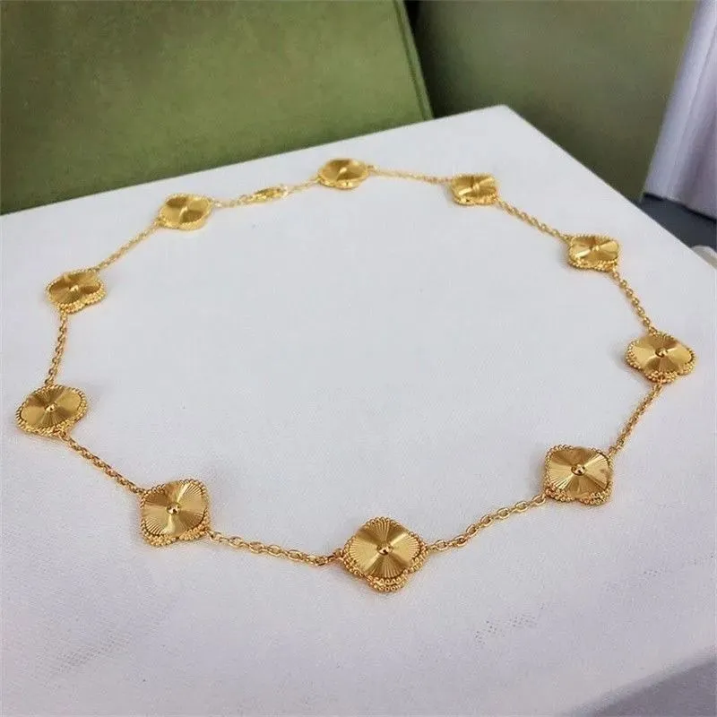 2024 Diamanten halsketting Mode Klassieke Klaver Ketting Bedel 18K Rose Goud Verzilverd Agaat Hanger voor Vrouwen Meisje Valentijnsdag Verloving ontwerper Sieraden Gift22