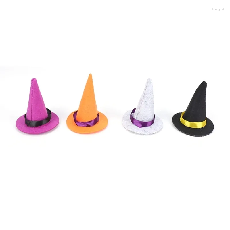 Decorazione per feste D0AD Mini cappello da strega durevole Halloween Accessori per cappelli in feltro fai-da-te Artigianato per decorazioni per bottiglie di vino o accessori di moda