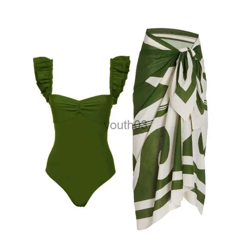 Gonne Skorts 2023 New Fashion Costume intero Costume da bagno con gonna Donna Retro Holiday Bowknot Monokini Beach Dress Cover Up Costume da bagno 240319