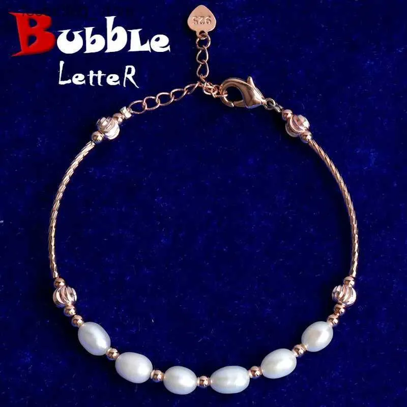 Charme pulseiras bolha carta pérola para mulheres jóias banhado a prata hip hop moda encantos 2023 tendências l240319
