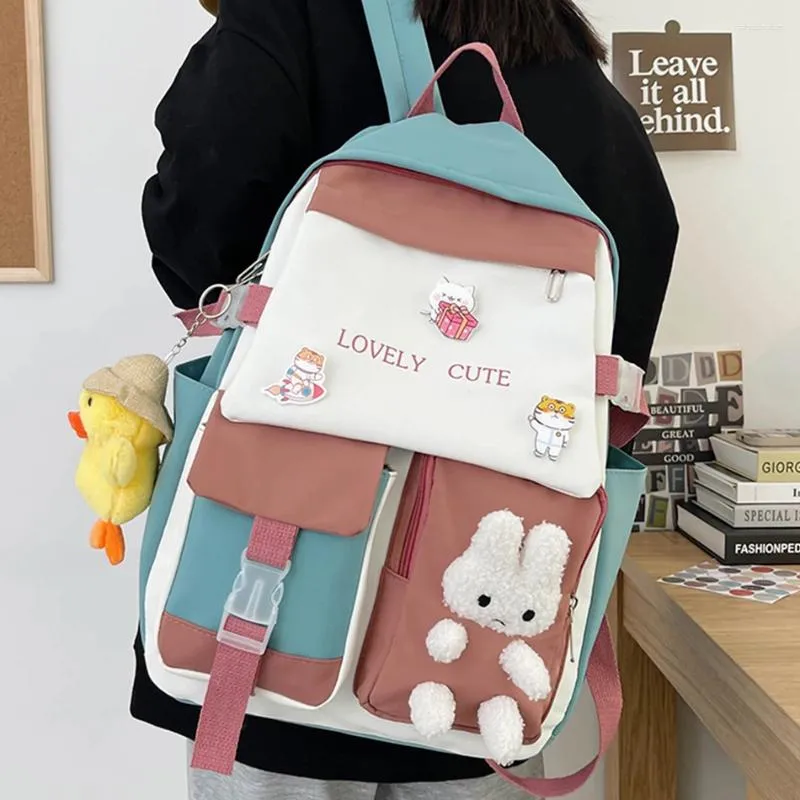 Sacos escolares Kawaii Nylon Mochila Bolsas Mulheres Bagpack Bonito Tendências Estudante Livro para Adolescente Meninas Grande Mochila de Viagem Ao Ar Livre