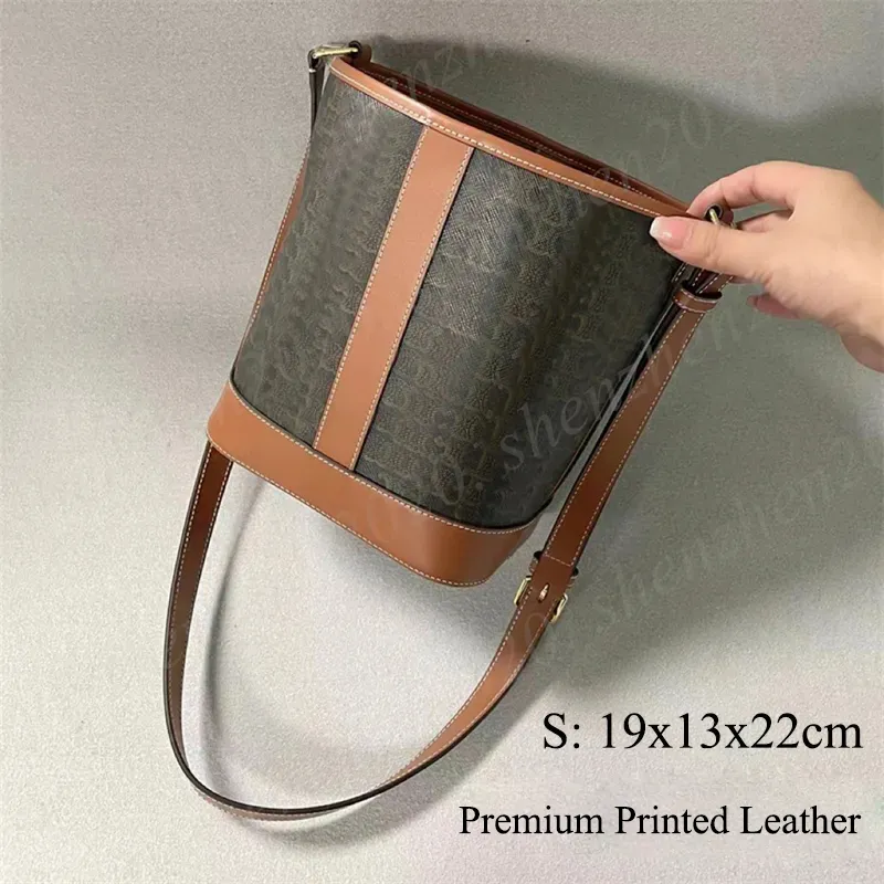 Bolsa balde feminina de couro/sem couro premium, bolsa crossbody, pastas de 2 tamanhos