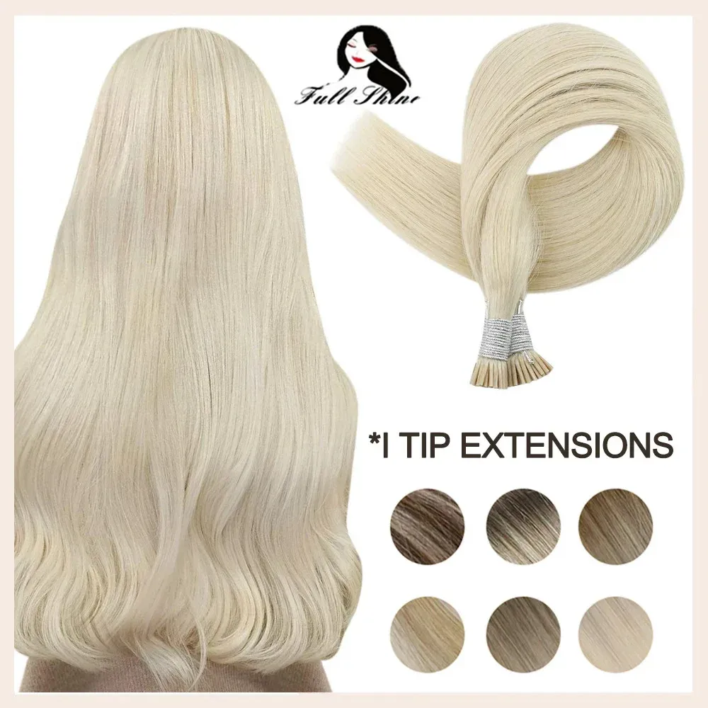 Extensions Full Shine I Tip Human Hair Extensions 50 Grams Stick Tip Keratin Remy Human Hair Pre Bonded Soft Straight Hair For Women