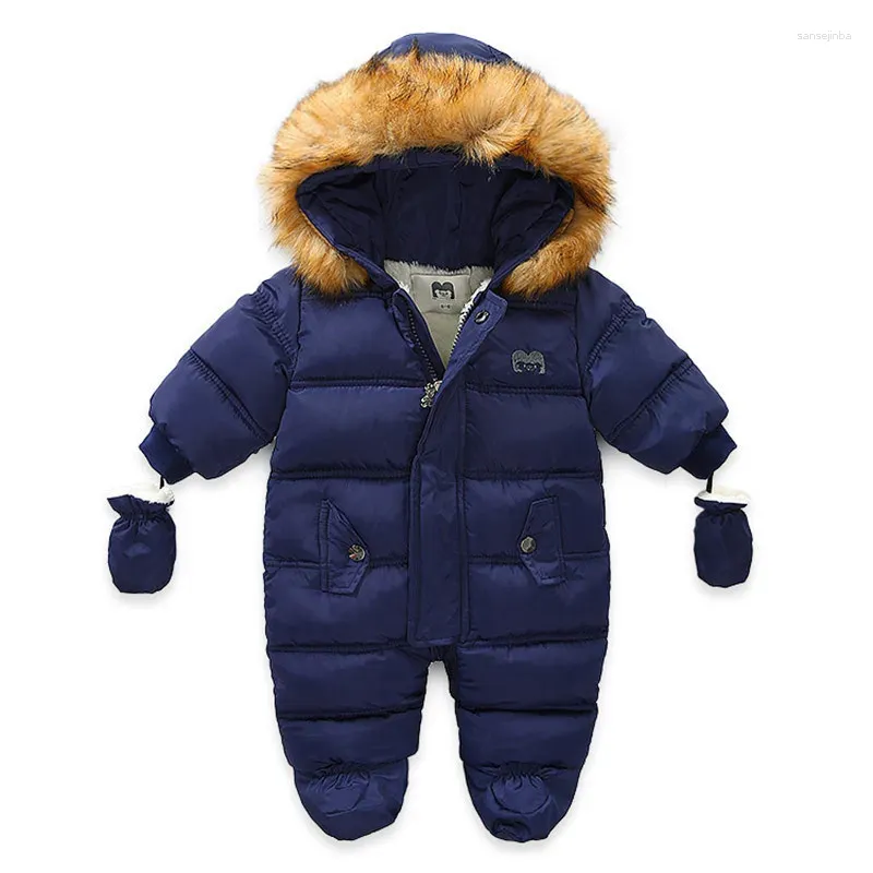 Down Coat Born Baby Winter Clothes Toddle Jumpsuit Huva inuti Fleece Girl Boy Autumn Overallar Ytterkläder