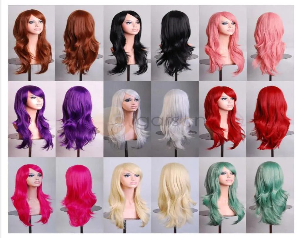 70CM Loose Wave Synthetic Wigs for Women Cosplay Wig Blonde Blue Red Pink Grey Purple Hair 4 Human Party Halloween Christmas Gift5084711