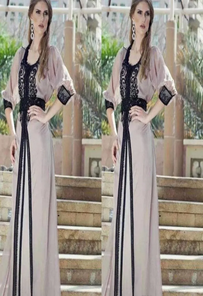 Vintage czarne sukienki koronkowe kaftan arabski jalabiya marokański dubaj muzułmanin 2019 Abaya w Dubai Long Prom Maxi Evening Sukienka szata Marr6867959