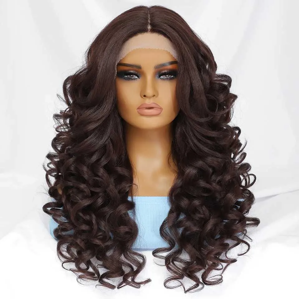 Synthetic Wigs Black Brown Curly Wig Synthetic Lace Front Wigs For Women Glueless Blonde Orange Female Lace Wig 13X4X1 Cosplay Hair Daily Use 240329