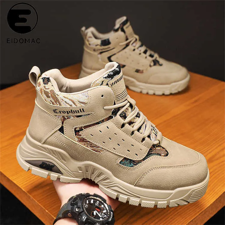 HBP Non-Brand Direct Suppliers Selling Mens Trendy Wear Resistant Walking Boots Fashion High Top Round Toe Non-slip Platform Shoes