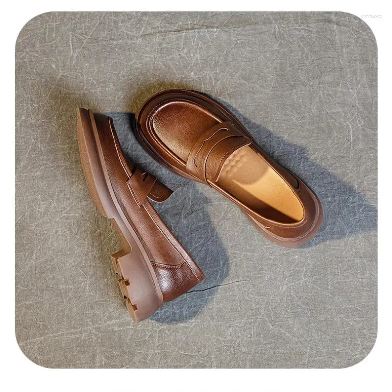 Повседневная обувь, женские лоферы, весенне-осенний сезон 2024, одиночные туфли из воловьей кожи с мягкой подошвой, модные одношаговые туфли в стиле ретро, Zapatos Para Mujeres