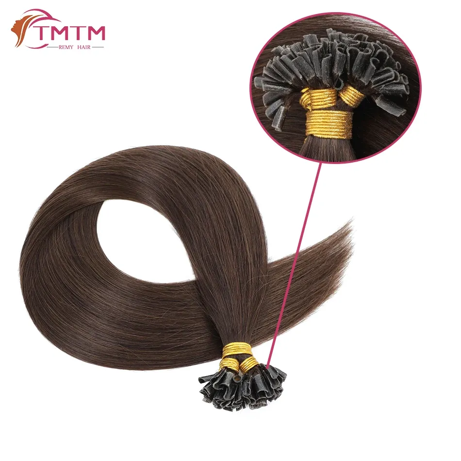 Estensioni TMTM U Tip Fusion Estensioni dei capelli Punte per unghie Estensioni dei capelli umani Italiana Cheratina Capelli vergini Utip Bondings 1G/Pc 50G 100G/pacco