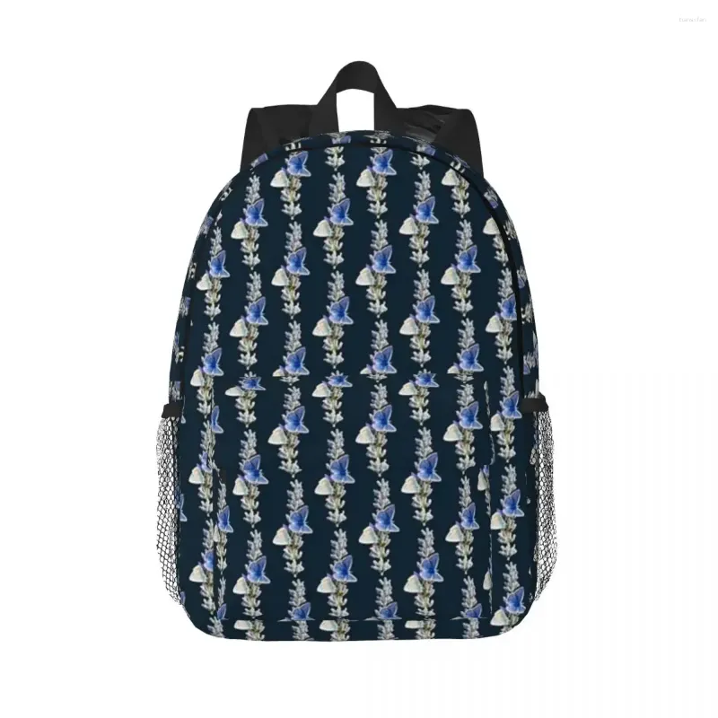 Рюкзак, идея подарка, синие бабочки на лаванде, рюкзаки, подростковая сумка для книг, модные детские школьные сумки, дорожный рюкзак, сумка на плечо
