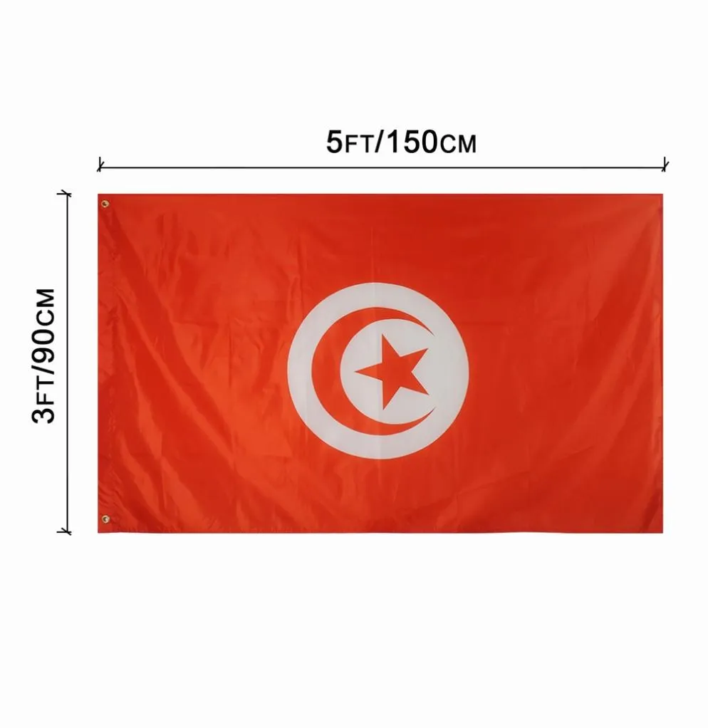 Флаг Туниса 3x5 футов 150x90 см, полиэстер, печать для использования на открытом воздухе, висит, продается, национальный флаг с латунными втулками Shippin7712949