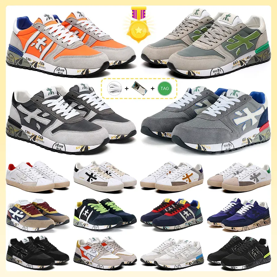 New Premia mens womens running shoes Italy mick lander django sheepskin genuine leather trainers sport sneakers for men and women