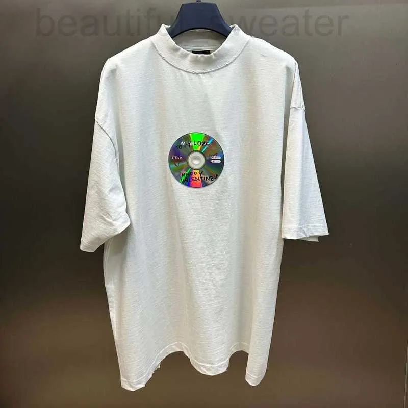 T-shirty męskie projektant wysokiej wersji Paris B Family Walentynki CD CD, arystokratyczna rodzinna koszulka z krótkim rękawem, T-shirt OS unisex luźne.